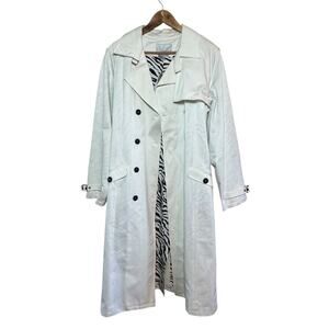 Spiegel Zebra Print Lined White Cotton Size 16 Belted Trench Coat